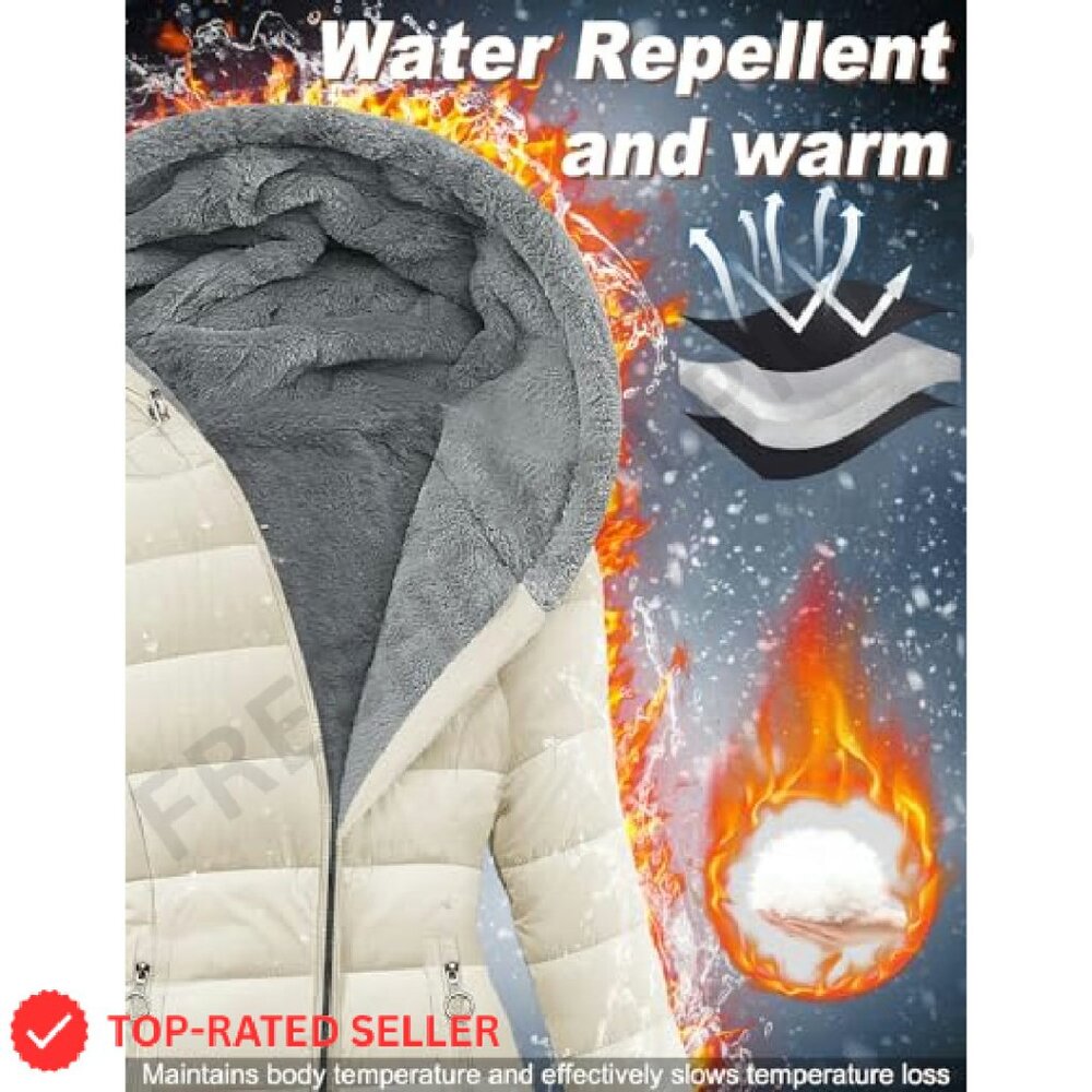 Winter Fleece Lined Down Jacket Windproof Fur War… - image 5